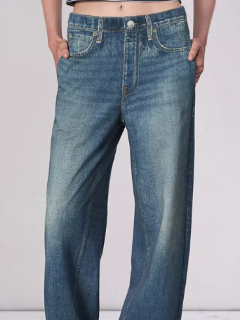 XS Mila Rosabella Sweatpant Jeans, Dark Blue